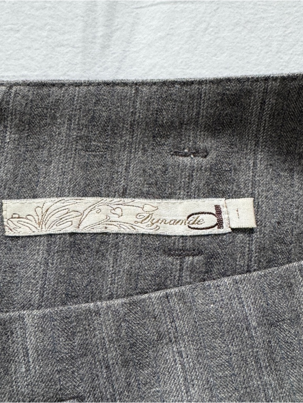 2000s Dynamite Grey and Blue Pinstriped Low Rise Midi Skirt - Picture 6 of 10